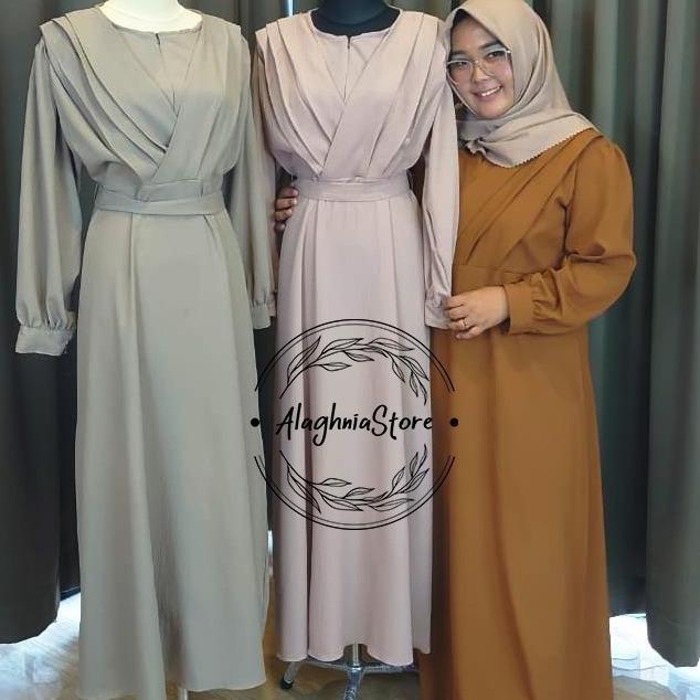 Gamis Crinkle Sanum Bahan Crinkle Rayon Linen Premium Ukuran L-XL-XXL muslim rempel wudhu  airflow  