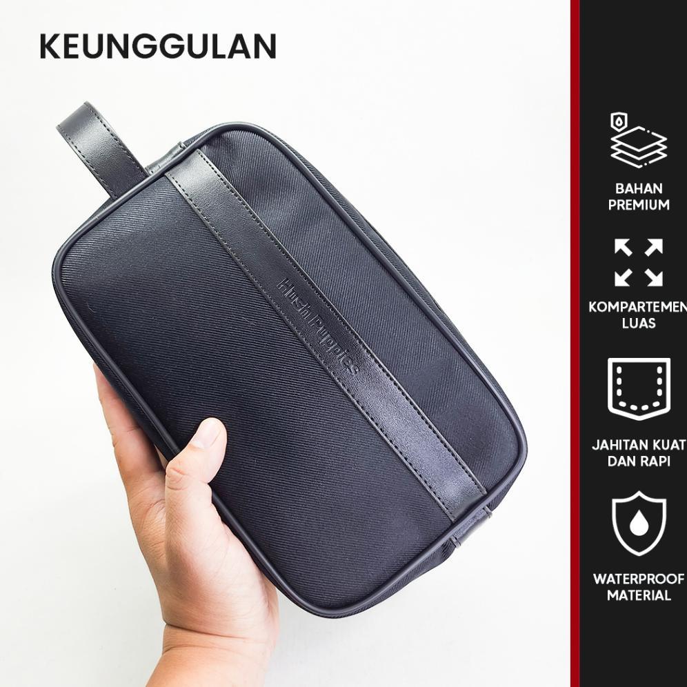 Big Sale Tas Pouch Pria Hush Puppies 718 Hitam | Clutch Bag Travel Pria Waterproof Premium