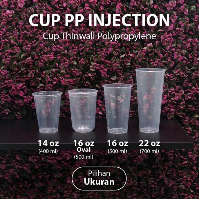 Siapkemas- (Depok) 25 Pcs - Cup 14Oz Injection - Gelas Thinwall Plastik Pp 400Ml