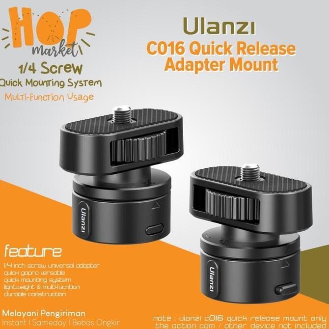 Lansungkirim- Ulanzi C016 Magnetic Quick Release 1/4 Screw Adapater Tripod Mount For Kamera / Led / 