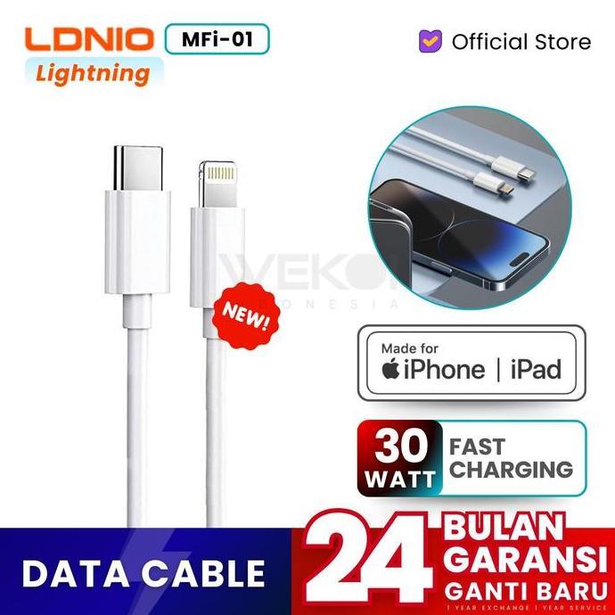 Promo Ldnio Mfi01 Kabel Data Charger Mfi Made For Iphone Ipad Ipod