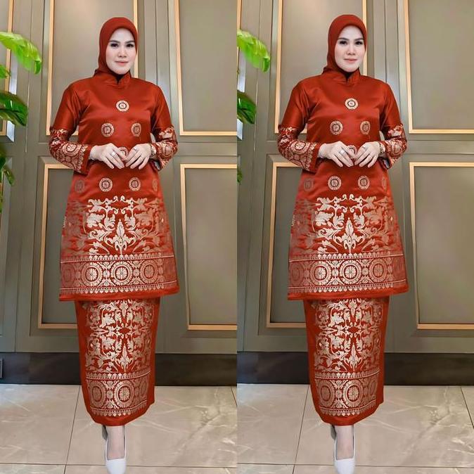 COD.. Set Tunik Melayu Full Bordir Manual Vol;5 Series Terbaru dengan Hijab Gratis  Kebaya Wisuda Ke