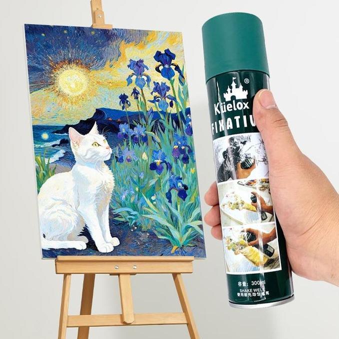 Febolah_Shop9 - 300Ml Kuelox Fixative Spray Lukis Drawing Professional Spray Varnish Lukisan Pelindu