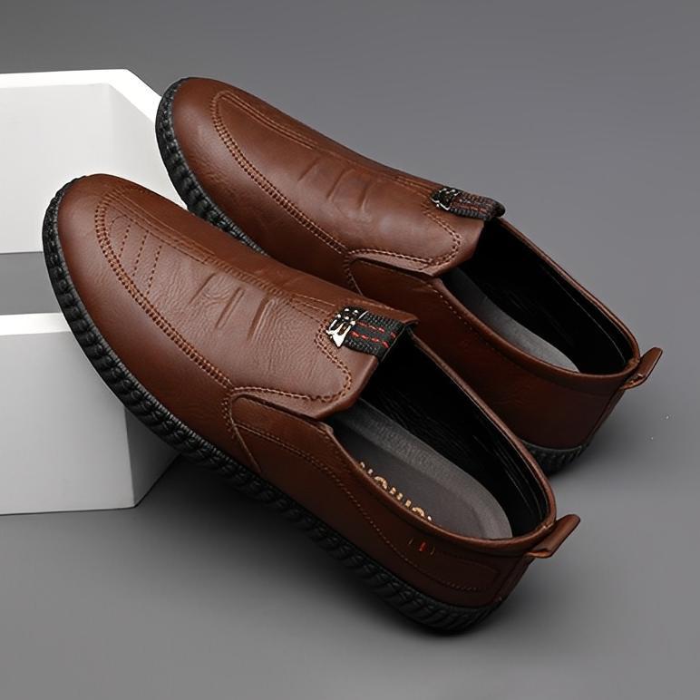 Premium Leedoo Sepatu Oxford Kulit Kerja Pria Formal Slip On Pria Loafer Sepatu Kuliah Kekinian Shoe