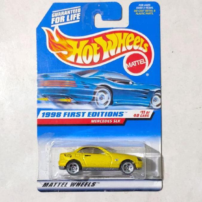 Hotwheels Hot Wheels Mercedes Benz SLK kuning 1998 ban 5DOT First Editions base besi