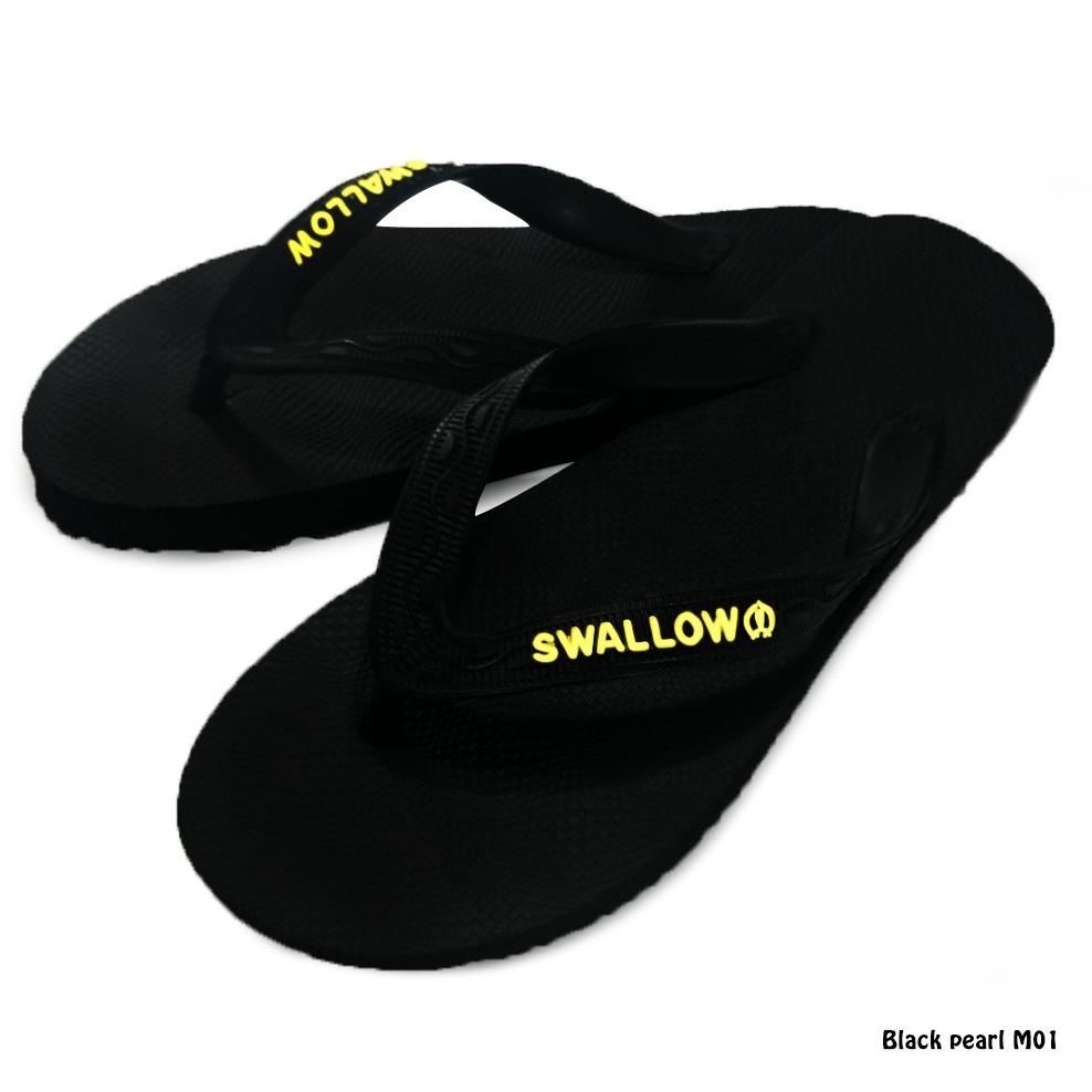 KUALITAS SUPER SENDAL JEPIT SWALLOW BLACK PEARL M01 (ALL BLACK) - SANDAL JAPIT M01 SWALLOW HITAM AKS