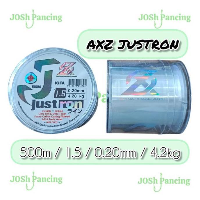 Senar pancing AXZ justron 500 meter IGFA cepat tenggelam flourocarbon anti keriting