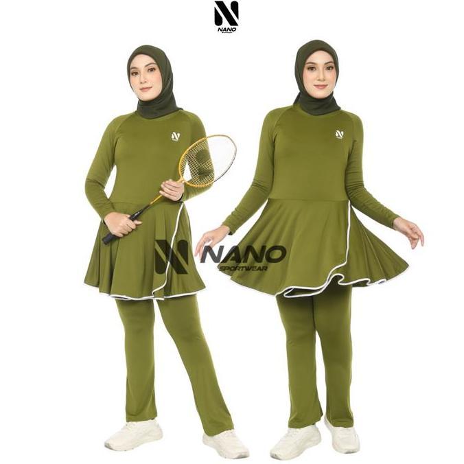 Nano Sportswear Baju Senam Wanita / One Set Rumbai List / Setelan Baju Senam