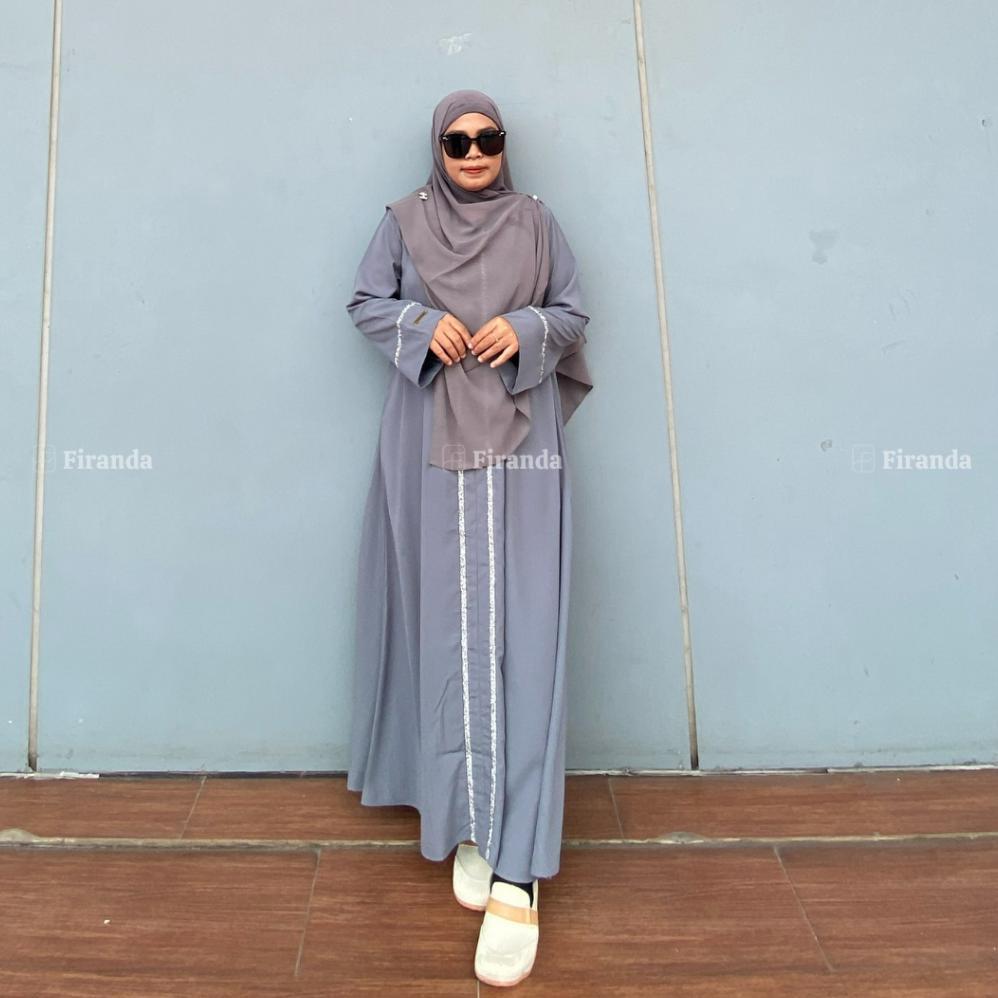 NEW Firanda Abaya Nazwa - Gamis Arab Hitam Wanita Dewasa Mewah Payet Basic Dress Umroh Lebaran Terba