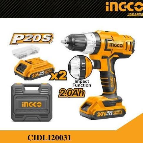 Promo Bor Cordless Impact Drill 13mm / Bor Beton Baterai INGCO CIDLI20031 Diskon