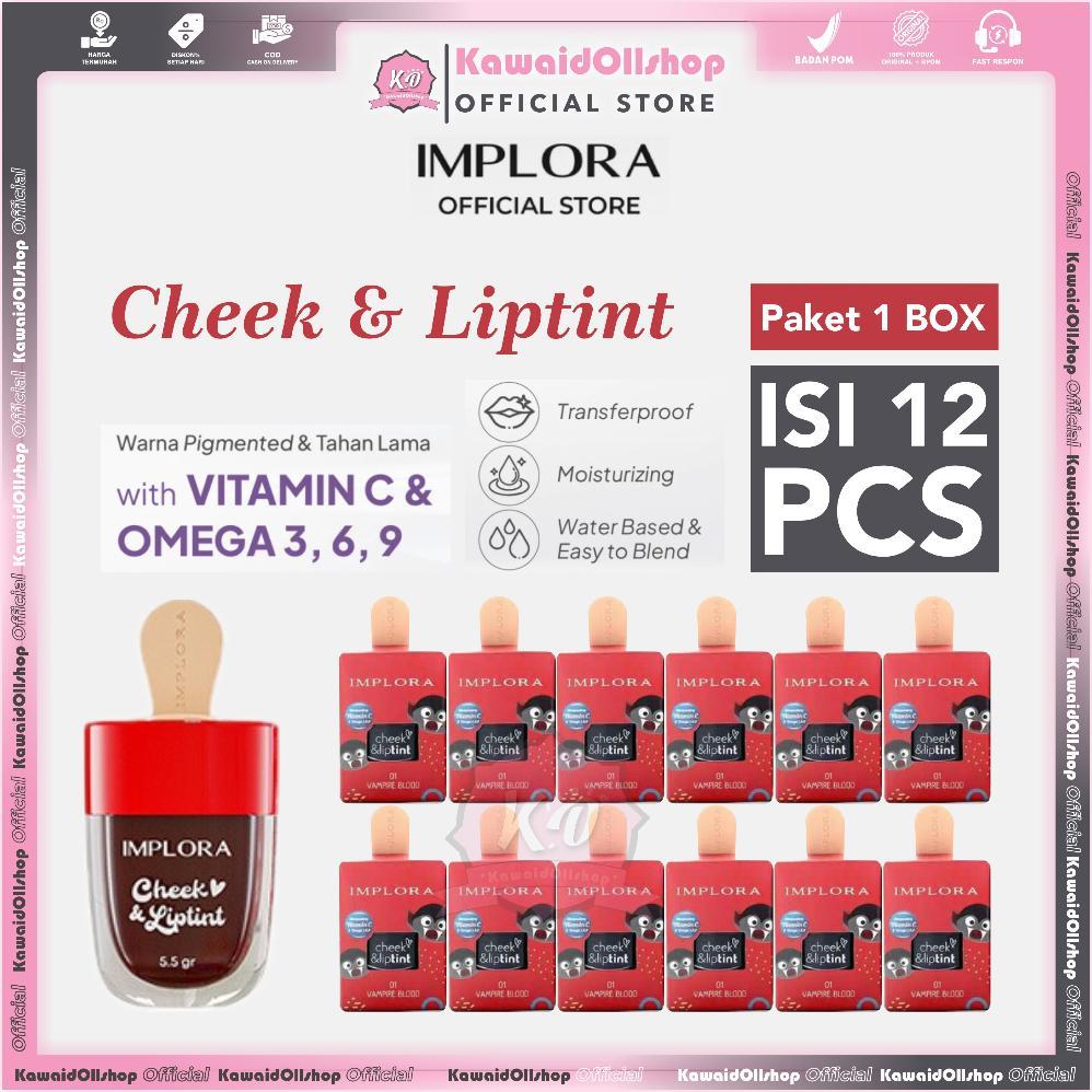 Implora Cheek and Lip tint | Paket 1 Box Isi 12 Pcs | Matte, Liptint, Lipcream, Lipstick /Lusin