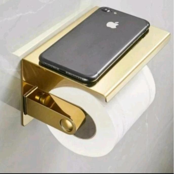 Tempat tisu gold tatakan hp Stainless Meja