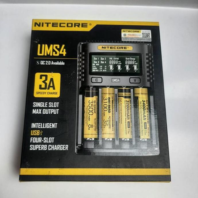 Nitecore Ums4 Charger 4 Slot Aa Aaa 18650 Charger Baterai Imr Lifepo4 Ni-Mh Ni-Cd Bekas Second