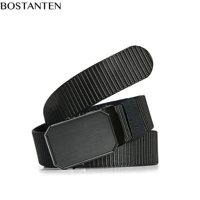 Bostanten Sabuk Pinggang Pria Ikat Pinggang Pria Nylon Canvas Alloy Belt Gesper Pria Hitam