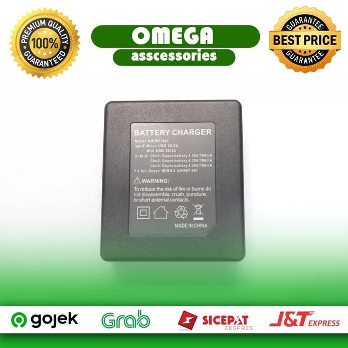 Charger Triple Kingma Gopro Hero 7 / 6 / 5 Second