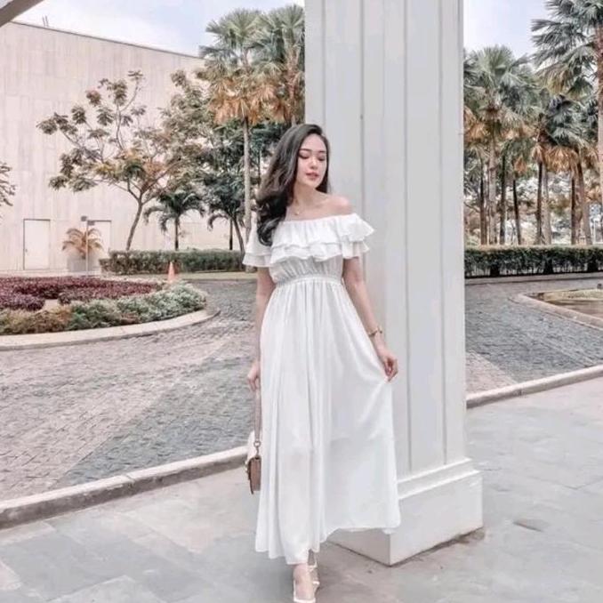 Miracle Sabrina Dress - Chiffon Import - Gaun Pesta Pantai Prewed Polos panjang formal Mewah TM