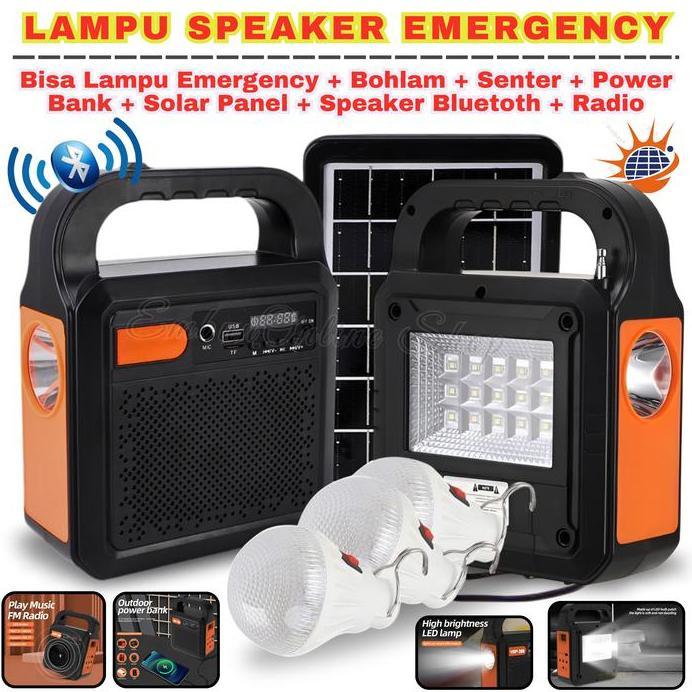 Solar Light Lampu Senter Panel Surya YSF-200 Dengan 3 Bohlam - Solar Lighting System Lampu Emergency