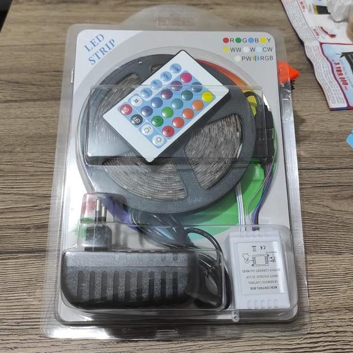 Led strip flexible 3528 RGB 5M + 44key remote + adaptor