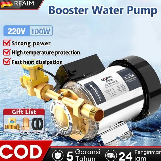 REAlM Pompa Pendorong Tekanan Air Booster Pump100Watt OtomatisPompa Booster Penguat Booster Pump/Pom