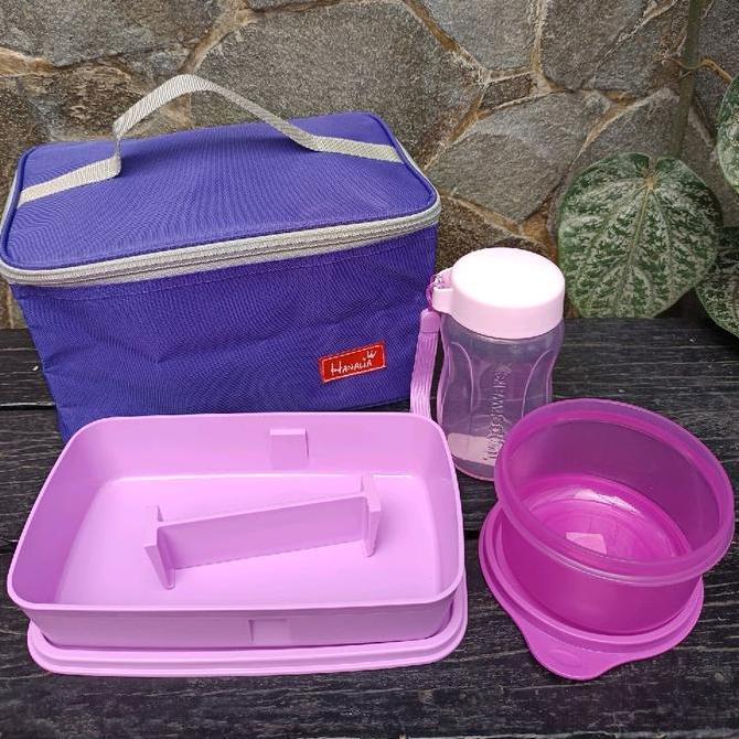PAKET BEKAL RICE BOWL UNGU TUPPERWARE + TAS HANALIA