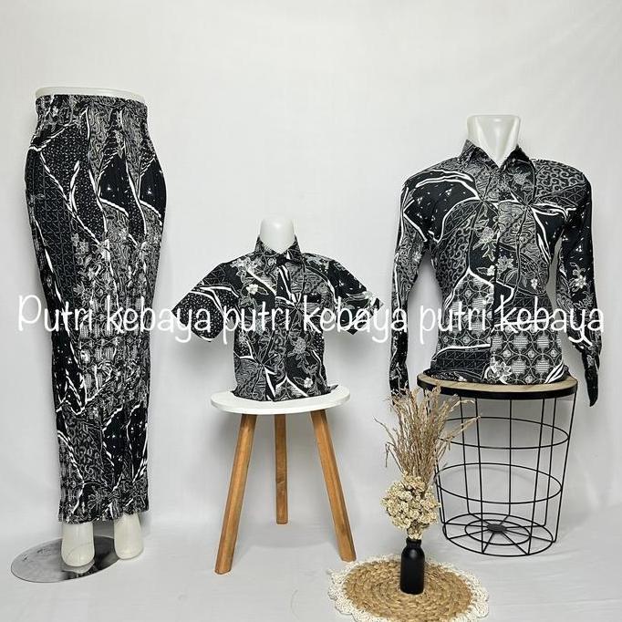 Couple Batik Ibu Anak Dan Ayah Couple Keluarga Couple Family Couple Kemeja Panjang Rok Plisket Kemej