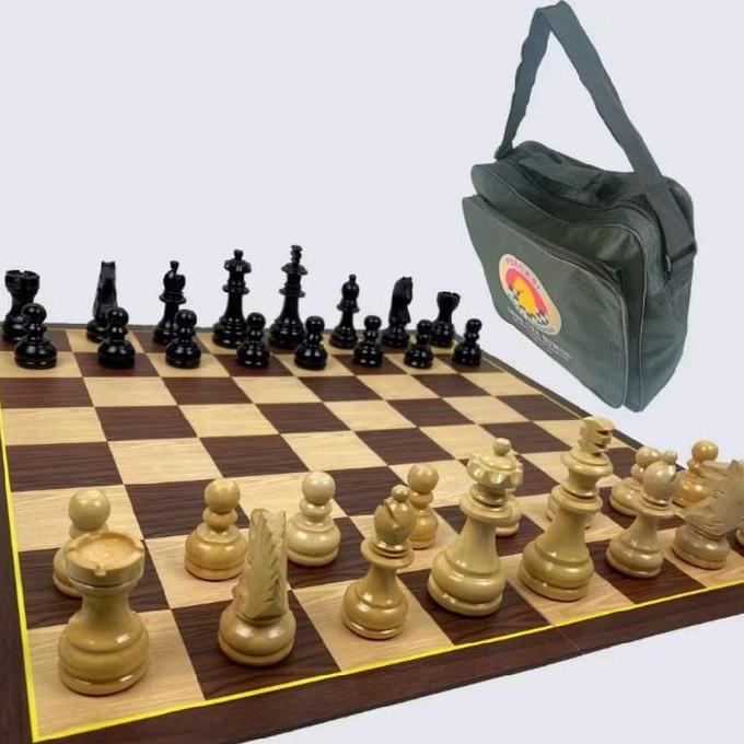 Promo CATUR LIPAT BIDAK KAYU PERCASI PAKET LENGKAP DEGAN JAM CATUR Permainan Games Board Diskon