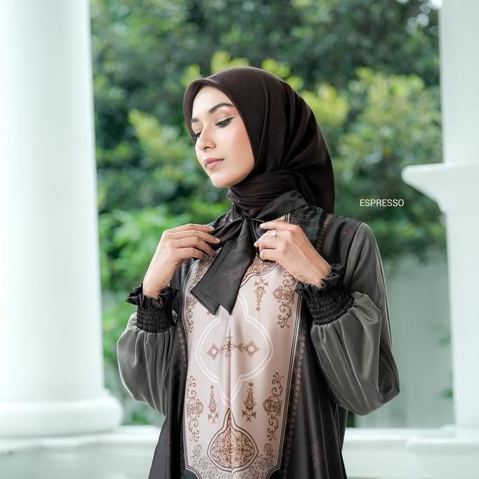 Gamis Silk Terbaru Motif Elegan Mix Tulle Dress Lebaran Busui Frendly - Melisa Series Termurah