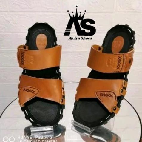 DE50 >> Terlaris Sendal Pria kulit Asli, sandal kulit original, Sandal kulit pria trend masa kini Co