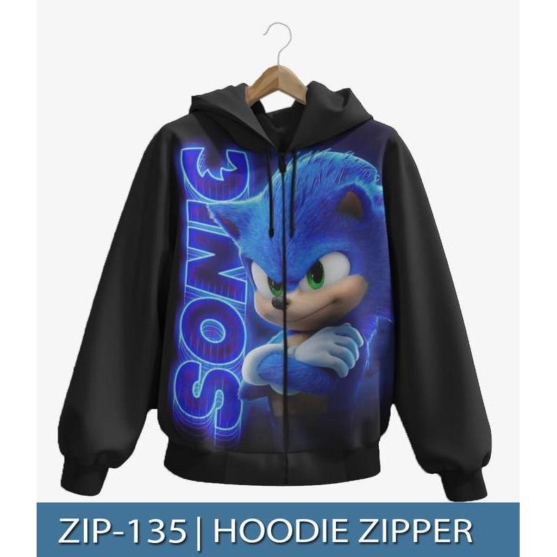 DY30 - Jaket Hoodie Zipper Sonic the Hedgehog Printing 3D Jaket Anak Sonic v-2