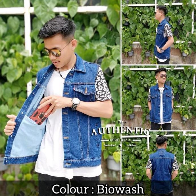 DI103 - Rompi Jeans Pria Wanita - Rompi Jeans Pria Jumbo - Vest jumbo pria - Rompi Jeans pria Biowos