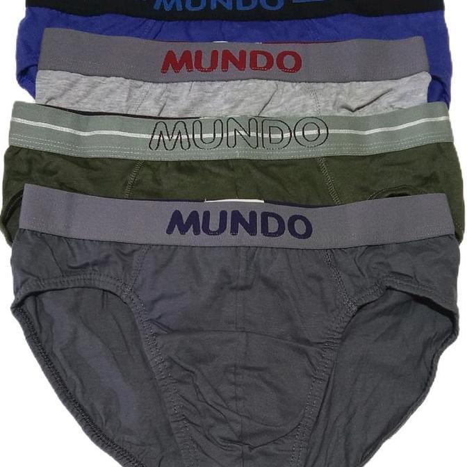 DB242 - (mundo)paketan.3 PCS CELANA DALAM PRIA MUNDO BARANG STOK PABRIK HARGA Poliester Katun Celana