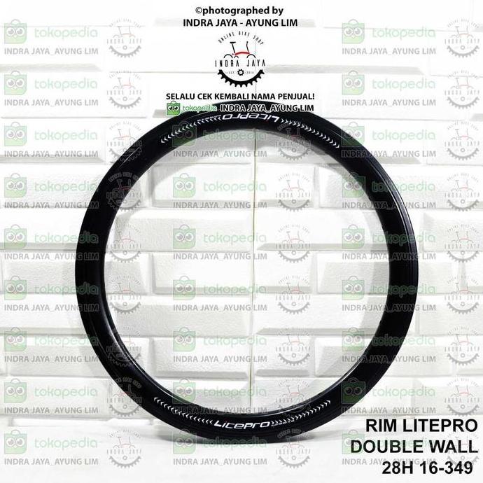 LITEPRO RIM 28H DOUBLE WALL ALLOY VELG SEPEDA LIPAT 16-349 - HITAM