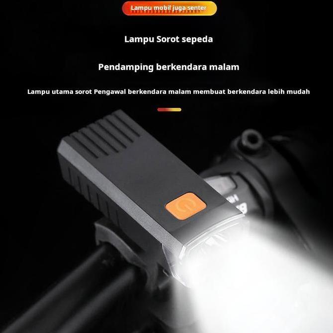 Lampu depan sepeda untuk bersepeda di malam hari, lampu sepeda gunung isi ulang, lampu sepeda gunung