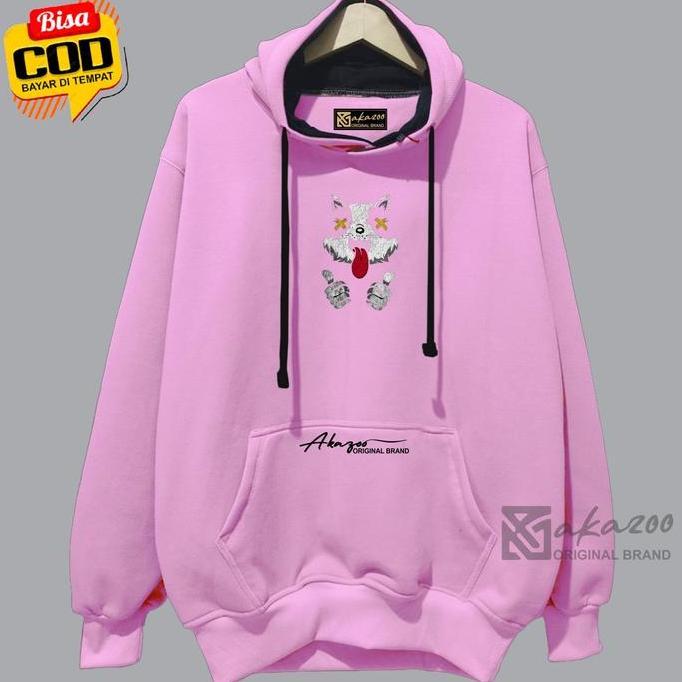 DR228 >> sweater hoodie pria 2022 distro anime akazoo warna pink beby FACE CAT hody couple cowok cew