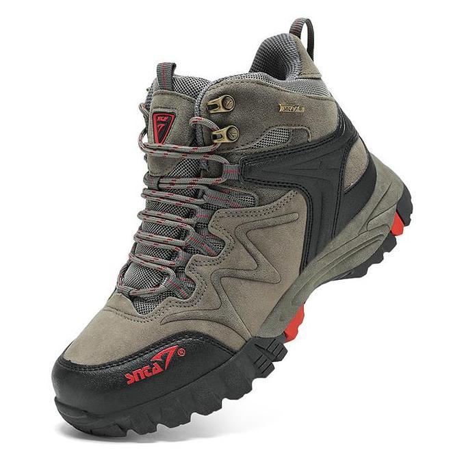 Hikway- Sepatu Gunung Snta 496 - Grey Red Semi Waterproof + Tali Cadangan Outdoor 100% Original