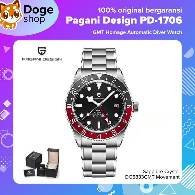 Pagani Design PD-1706 GMT Homage PD1706 Automatic DG5833GMT Movement Batman Pepsi Coke Jam Tangan te