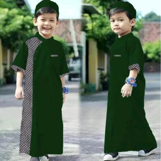 Kirimya- Baju Koko Anak Laki-Laki Jubah Anak Lebaran 2024 Umur 1-12 Tahun