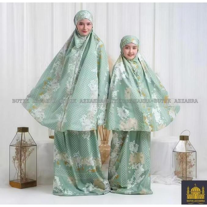 BUTIK AZZAHRA MUKENA COUPLE IBU ANAK ALENA 2IN1 RESLETING TRAVEL KATUN MIKRO