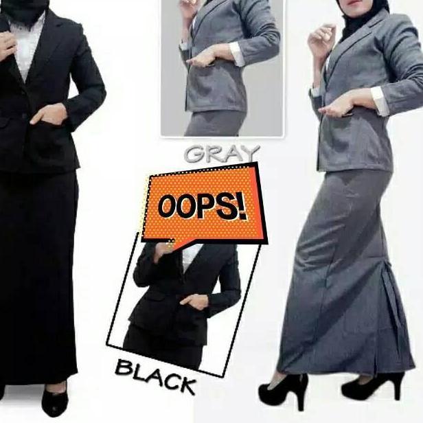 Lansungkirim- Setelan Blezer Celana Atau Rok Muslim Wanita Setelan Blazer Formal Wanita Setelan Blaz