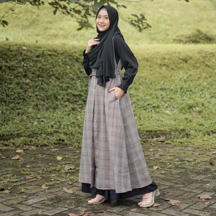 Manasikana Clearance Sale Naveena Long Outer Cardi Cardan Wanita Size Dewasa Motif Kotak-Kotak Tarta