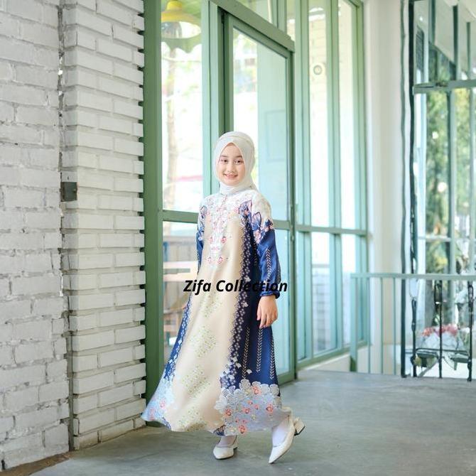 Gamis Anak Mauna Silk Premium Bahan Silk Halus Jatuh Tebalnya Pas Glossy Elegan Mewah Resleting