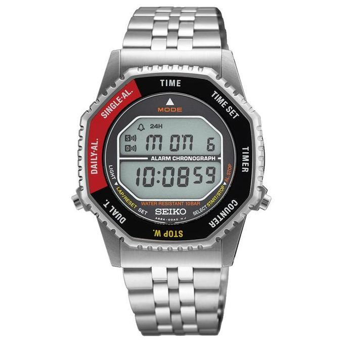 Jam Tangan Pria Seiko Classic SMGG19P1 SMGG19 Mens Digital Quartz Watch in Black & Red Original Gara