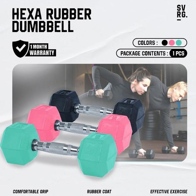 Promo SVRG Hexagonal Dumbbell - Hexa Rubber Dumbbell - Hexa Dumbbell - Rubber Dumbbell Barbell Disko