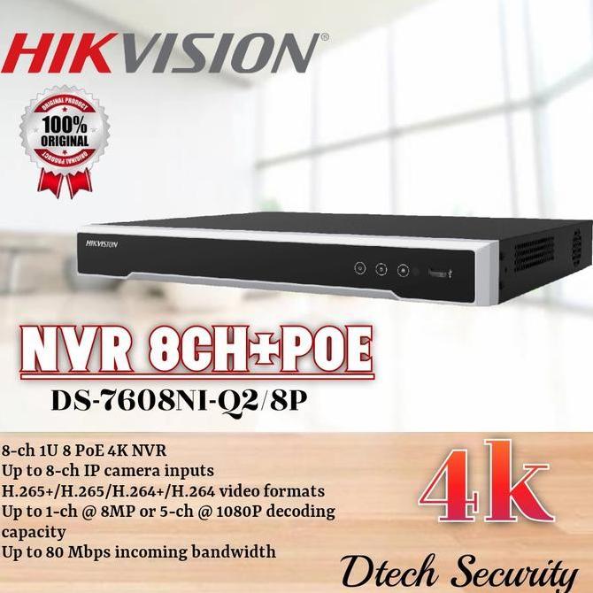 NVR 8CH Hikvision Poe Ds-7608NI-Q2/8P / NVR Poe Hikvision 4K