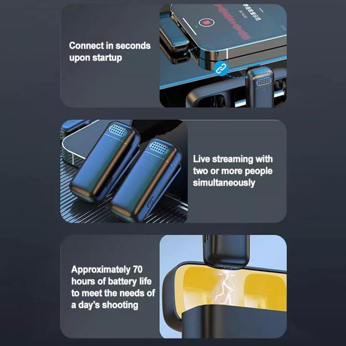 TERBARU - Mic Wireless Clip On Android   USB Type C Microphone Hp Vlog Live Podcast Vlogger