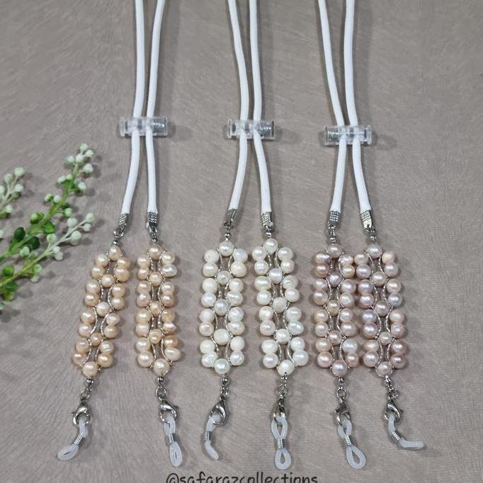 Konektor Masker Hijab, Strap Serut & Tali Kacamata Mutiara Air Tawar