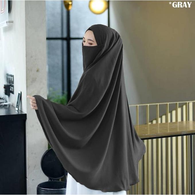 Jilbab Instan French Khimar Syari Jumbo Hijab Jersey Bergo Polos Simple, Cadar Lepas Pasang & Tali