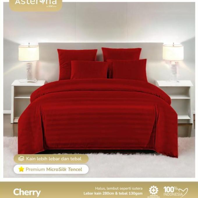 Bedcover + Sprei Hotel Micro Bamboo Premium Motif Salur Cherry