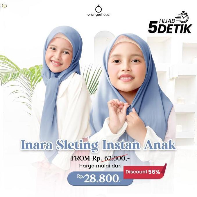 Hijab Instan Sleting Anak  / Jilbab Segiempat Instan Zipper Anak Muslim Kerudung