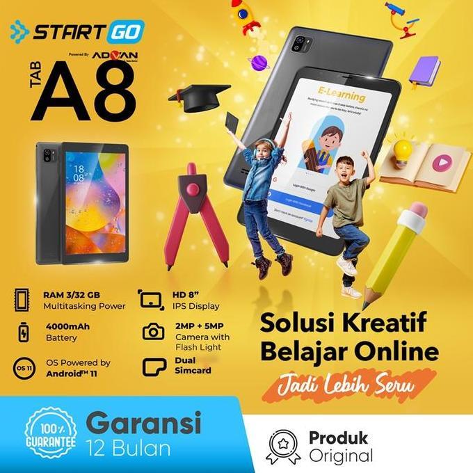 Allthebest- ADVAN TAB A8 3/32 GB 8 Inch Quadcore Tablet Android 11 Garansi Resmi